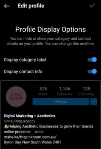 Business Page Profile Display Options